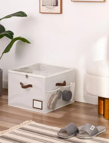Vista 8 de StorageWorks Organizador de Zapatos para Armario, Cabe hasta 16 Pares, Contenedores de Almacenamiento de Zapatos Cubby con Bolsillo Lateral de Malla