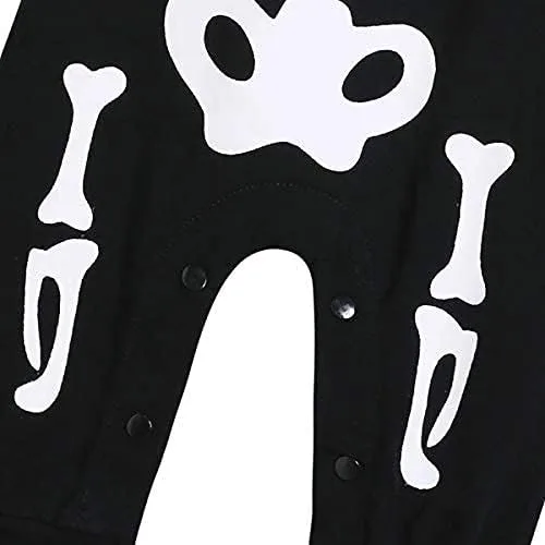 Vista 5 de Singcoco Disfraz de esqueleto de Halloween para bebés y niñas con gorro