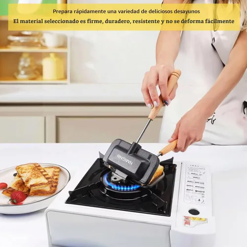 Vista 3 de Sandwichera caliente, sartén para hornear sándwich de doble cara, sartén de doble cara para desayuno, tostadora de perros calientes, máquina