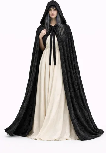 Vista 2 de Capa estilo Medieval de terciopelo sin forro Negro