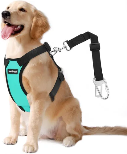 Vista 47 de VavoPaw cinturón de seguridad para perro, arnés de coche con hebilla ajustable para perro, cinturón de seguridad de nailon para mascotas, resistente