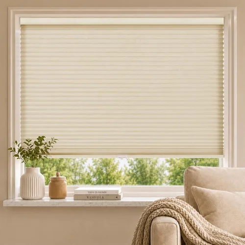 Vista 14 de MYshade CEL19BE36C - Persianas sin cordones y celulares para ventanas interiores con filtro de luz de 1.5 pulgadas de celda de nido de abeja, tela