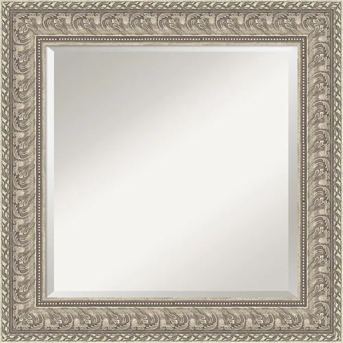 Vista 44 de Amanti Art - Espejo de baño plateado para sobre lavabo, espejo rectangular de níquel cepillado de 33x43, marco moderno extragrande, se cuelga