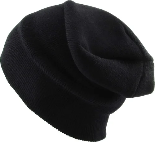 Vista 7 de KBETHOS Made in USA - Gorro de punto acrílico doblado con puños para hombre y mujer, color liso, unisex, frío 1. Gorro largo sólido negro