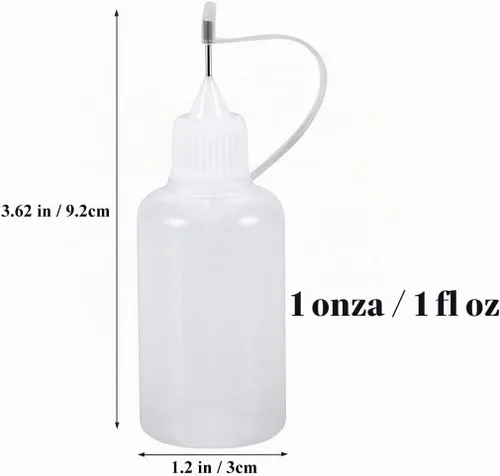 Vista 3 de Onwon Aplicador de botella de pegamento con punta de aguja de precisión, 1 onza/1.0 fl oz, aplicador vacío, engrasador, botella exprimible