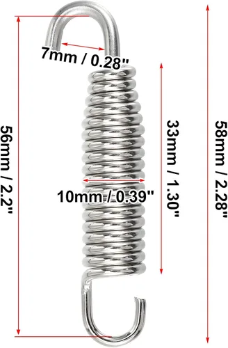 Vista 3 de X AUTOHAUX 2 piezas de resorte universal para tubo de escape para motocicletas 2.283 in 2.28 pulgadas tubo de escape de acero inoxidable gancho