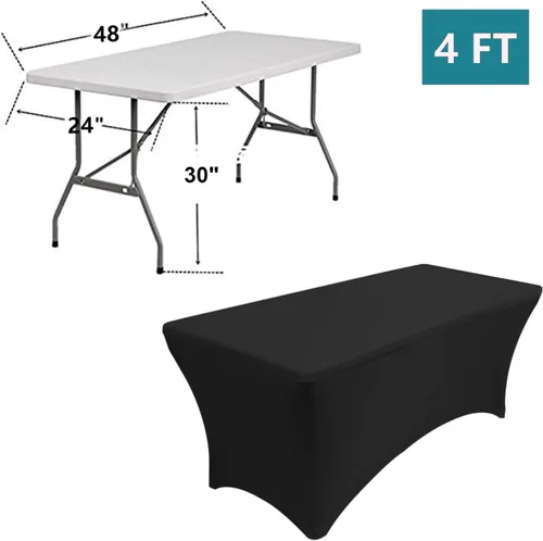 Vista 4 de Reliancer Mantel rectangular de elastano ajustado a la mesa para fiestas al aire libre, exhibición, DJ, banquetes, comerciantes, recepción de boda
