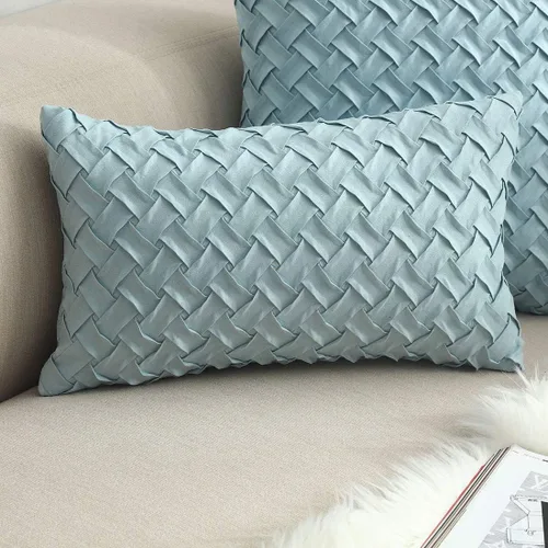 Vista 39 de vctops Funda de Almohada Decorativa con Patrón de Tejido de Canasta Boho, Gamuza Súper Suave, Funda de Cojín de Acento Cuadrada Sólida para Sillón