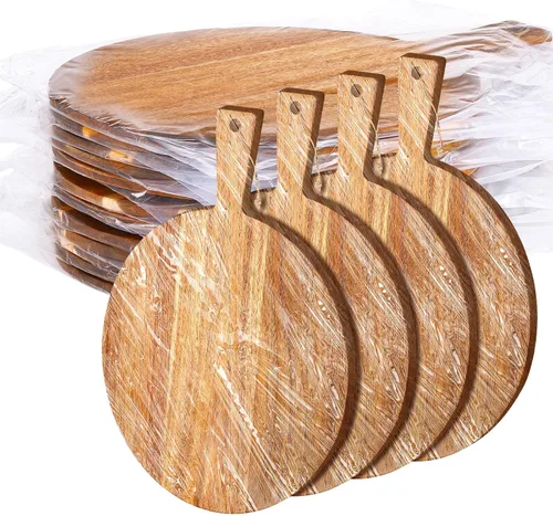 Vista 10 de Patelai Tabla de cortar redonda con mango, madera de acacia, 12 piezas, 11