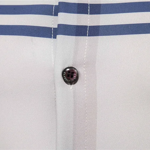 Vista 3 de NaRHbrg Camisa de moda con botones para hombre, manga corta, casual, con botones, ajustada, estampada, para negocios, camisas
