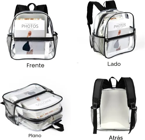 Vista 8 de Keepcross Bolsa transparente para eventos de estadio 12x6x12 Mochila Negro
