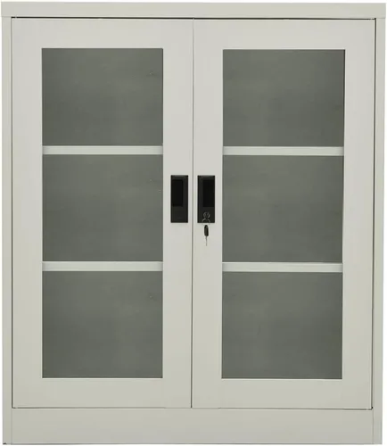 Vista 3 de Armario de oficina, gabinete de acero, armario de almacenamiento de acero con ajustable, gabinete para oficina, garaje, cocina, gris claro, 35.4 x