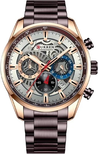 Vista 12 de FANMIS Relojes de lujo para hombre, cronógrafo de negocios, impermeable, de acero inoxidable, analógico, de cuarzo, reloj de pulsera