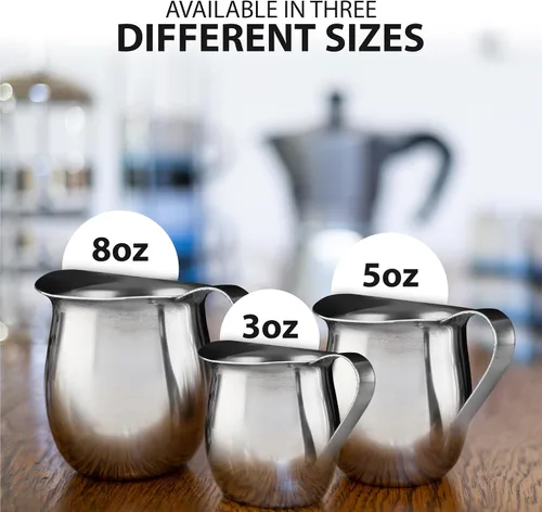 Vista 4 de Crema de campana de acero inoxidable para jarra de espuma de café expreso (2, 3 onzas)