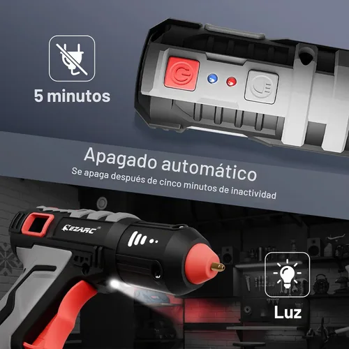 Vista 4 de EZARC Pistola de pegamento caliente inalámbrica, calentamiento rápido de 15 Gris
