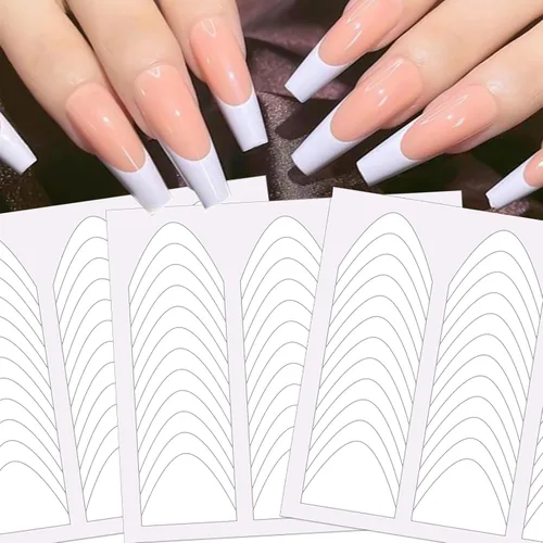 Vista 9 de 2880 piezas de puntas francesas, plantillas de uñas, diseño de uñas en forma de luna, calcomanías autoadhesivas para uñas francesas, tiras