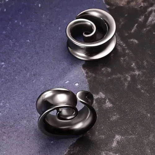 Vista 5 de 2 unidades de dilatadores de oreja en espiral de acero inoxidable 316 hipoalergénicos, dilatadores expansores, piercings corporales, 0.00 oz-1