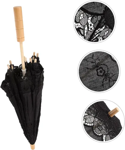 Vista 5 de SEWACC 2pcs Lace Umbrella Manual Fabric Decorate