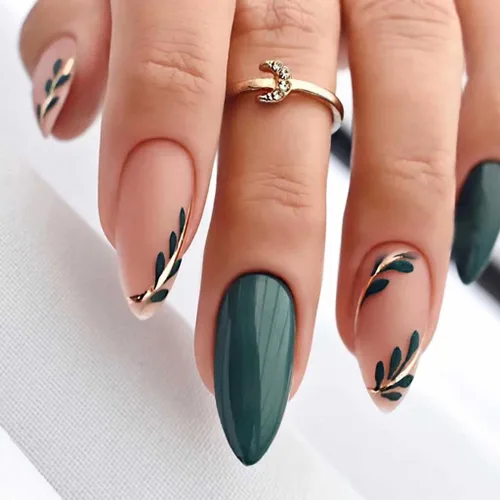 Vista 15 de RikView uñas postizas blancas en forma de almendra de longitud media, uñas adhesivas naturales, uñas en relieve con diseño de margarita