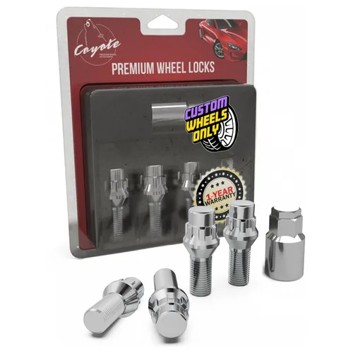 Vista 12 de Wheel Accessories Parts 4 cerraduras + llave M12 x 1.25 12 x 1.25 rosca Bellota para asiento con cerradura de perno de asiento con acabado negro