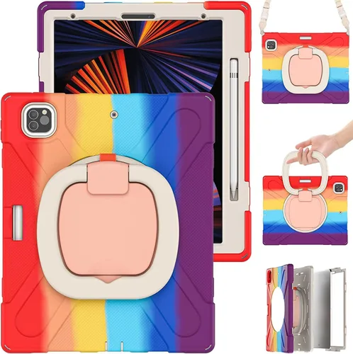 Vista 40 de Funda para iPad Air de 3ª generación – Funda resistente para niños con soporte giratorio, soporte para lápices y correa de transporte para iPad