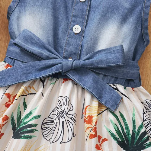 Vista 7 de Saeaby Vestido de Niña Bebé Ropa de Verano para Niña Pequeña Vestido sin Mangas para Bebé Vestido de Mezclilla con Flores Vestido de Verano Vestidos