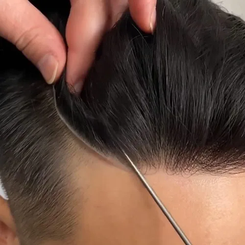 Vista 7 de Toupee - Pieza de pelo para hombre, 100% atada a mano, sistema de unidades de repuesto de cabello humano Remy europeo para hombres, duradero, fino