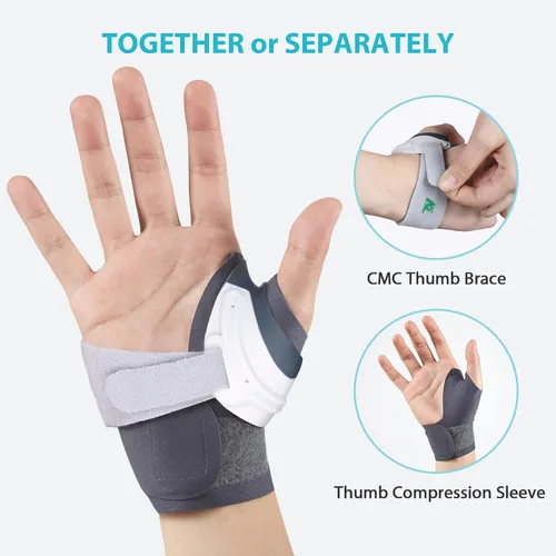 Vista 2 de KD Soporte para el pulgar: CMC Thumb Brace for Osteoartritis CMC Articulación Dolor, Estabilizador de férula para el pulgar con manga