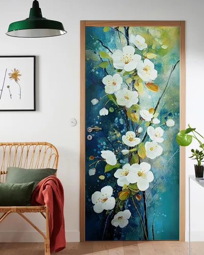 Vista 25 de FLFK Adhesivo para puerta – Puerta vintage beige, mural para despegar y pegar, tamaño combinado 30 x 80 pulgadas, dividido en 2 piezas Mt5423