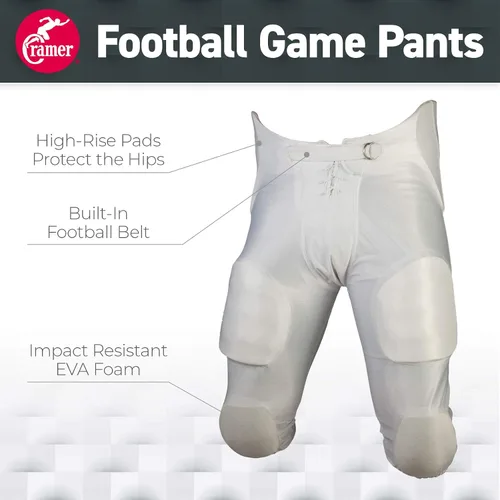 Vista 3 de Cramer - Pantalones de fútbol americano, 7 almohadillas para la cadera, coxis y muslo