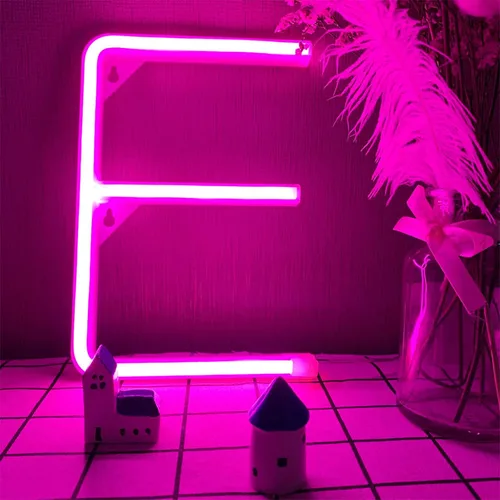 Vista 13 de Letras de neón rosadas, letreros LED que funcionan con pilas, luces LED del alfabeto, letrero de marquesina, letras decorativas de marquesina, luces