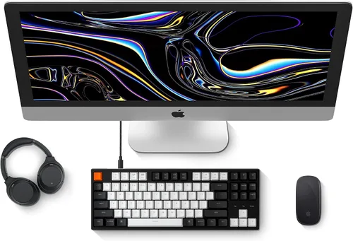 Vista 6 de Keychron Teclado mecánico con cable con diseño de Mac C1 interruptor Gateron G Pro marrón 87 teclas Tenkeyless ABS teclado de computadora para PC