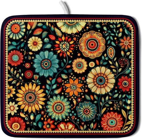 Vista 56 de Alfombrilla de secado de platos para encimera de cocina pequeña absorbente de café de otoño Alfombrilla de secado de microfibra de bosque de otoño