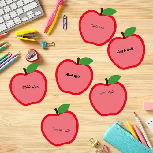 Vista 6 de 12 notas adhesivas de manzana, lindas notas adhesivas de manzana, notas adhesivas autoadhesivas de dibujos animados de frutas, almohadillas Día