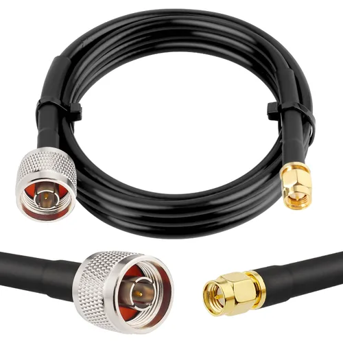Vista 21 de MOOKEERF 2 piezas de cable N macho a SMA macho 1 pie, cable SMA a N de 50 ohmios de baja pérdida ultra KMR240 coaxial para enrutador WiFi, receptor