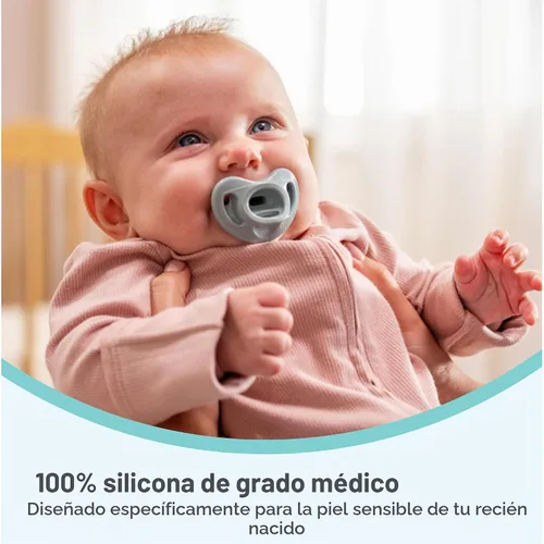 Vista 6 de NUK Chupetes de ortodoncia cómodos 100% de silicona, 0-6 meses, Blue Fashion, colección Timeless, 5 unidades Azul Surtido