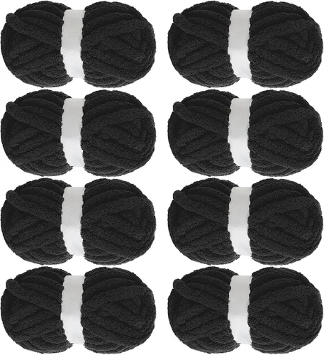 Vista 24 de MABOZOO Paquete de 8 ovillos de hilo grueso surtido para crochet - Chenilla jumbo esponjosa, hilo suave y voluminoso para tejer a mano o con los Rojo