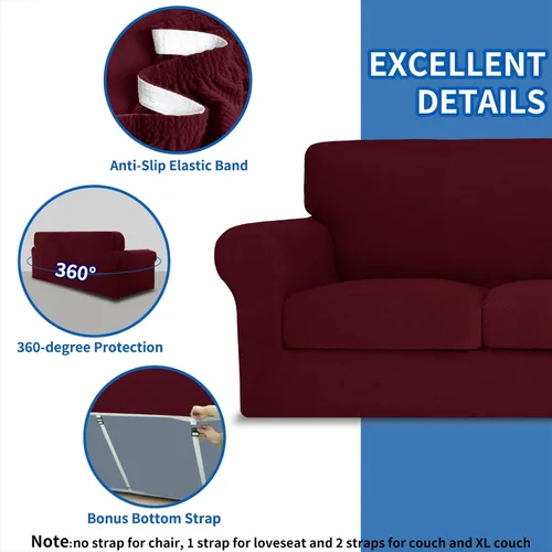 Vista 37 de MAXIJIN 2 piezas de fundas para silla con brazos, funda para silla de sofá para sala de estar, funda elástica para perros para una silla con 1 cojín