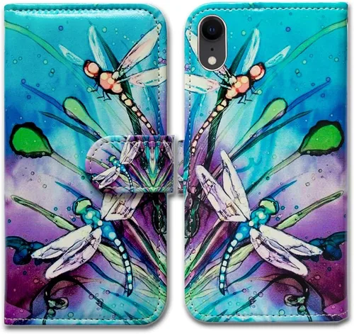 Vista 8 de Bcov Funda para iPhone XR, funda de piel con tapa y función atril para iPhone XR