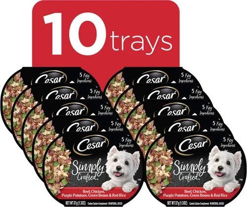 Vista 2 de Cesar, comida húmeda para perros de fabricación simple, 37 g. Empaque de 10 unidades.