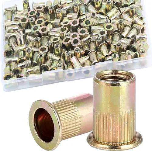 Vista 16 de Tuerca de remache de 1/4”-20 UNC, 80 piezas de acero inoxidable 304 de cabeza plana Rivnut, inserto roscado Nutsert