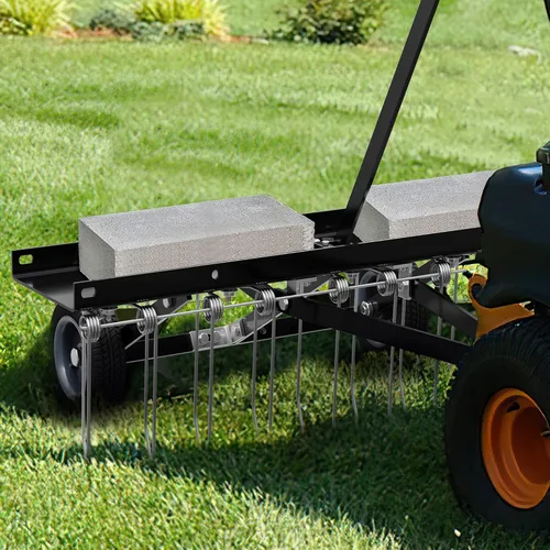 Vista 5 de YITAMOTOR Descompactador de Remolque de 40 Pulgadas, Rastrillo Descompactador para Césped con 20 Dientes de Acero de Resorte y Mango de Elevación