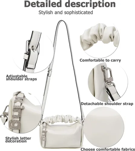 Vista 5 de KingTo Bolso pequeño de hombro para mujer, bolso de mano suave de diseñador en la nube, bolso cruzado ligero