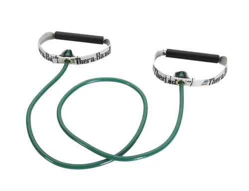 Vista 9 de THERABAND Tubo de resistencia con asas, negro, nivel pesado especial, bandas de resistencia elásticas de látex de 50 pulgadas para ejercicio, bandas