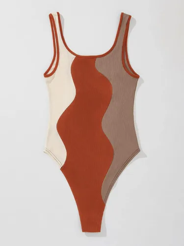 Vista 2 de Verdusa Body ajustado sin mangas con cuello redondo y bloques de color para mujer