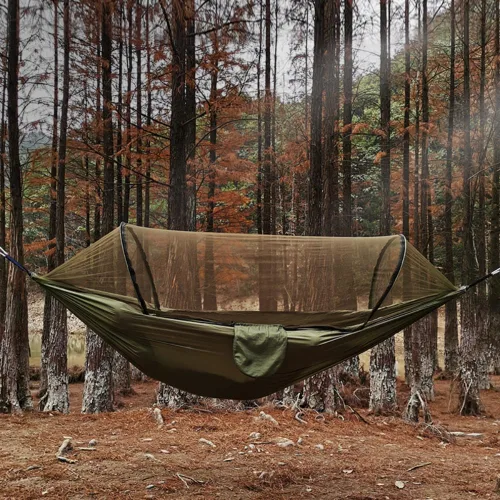 Vista 2 de Hamaca automática de mosquitera de apertura rápida, hamaca de poste de campamento al aire libre, mecedora de nailon antivuelco, 102.4 x 55.1 in