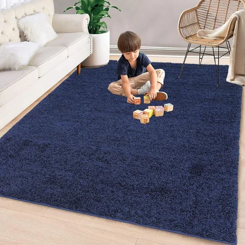 Vista 9 de Fashionwu Alfombra grande esponjosa de 5 x 8 pies, alfombra de felpa para sala de estar, guardería, antideslizante, alfombra mullida para decoración