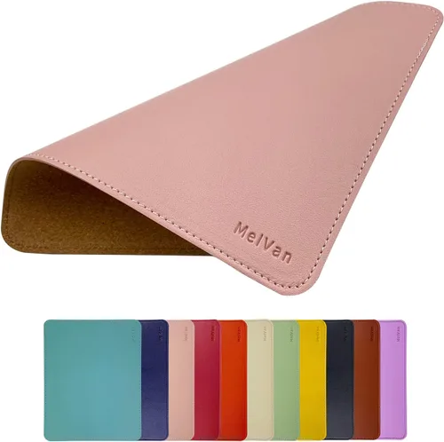 Vista 15 de MelVan Alfombrilla de mouse de piel sintética con borde cosido, alfombrilla de mouse de madera, alfombrilla de mouse impermeable para computadoras