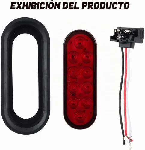 Vista 5 de 6 piezas de luces traseras LED ovaladas para remolque de 6 pulgadas, 10 LED, 4 rojas y 2 blancas, luces traseras LED ovaladas de 6" para parar