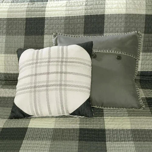Vista 3 de Madison Park - Colcha reversible Cabin Lifestyle con diseño a cuadros para todas las estaciones, juego de ropa de cama transpirable, fundas a juego